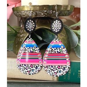 Leopard rhinestone earrings
